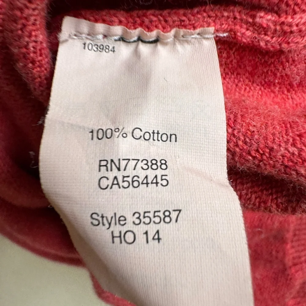 J.Crew Men’s V-Neck Sweater Red 100% Cotton Pullover Knit Size L
